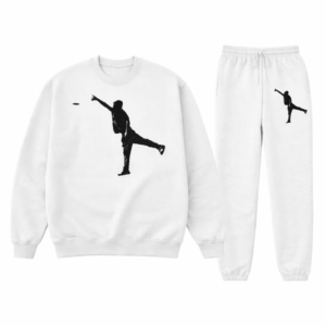 White putt silhouette sweat suite